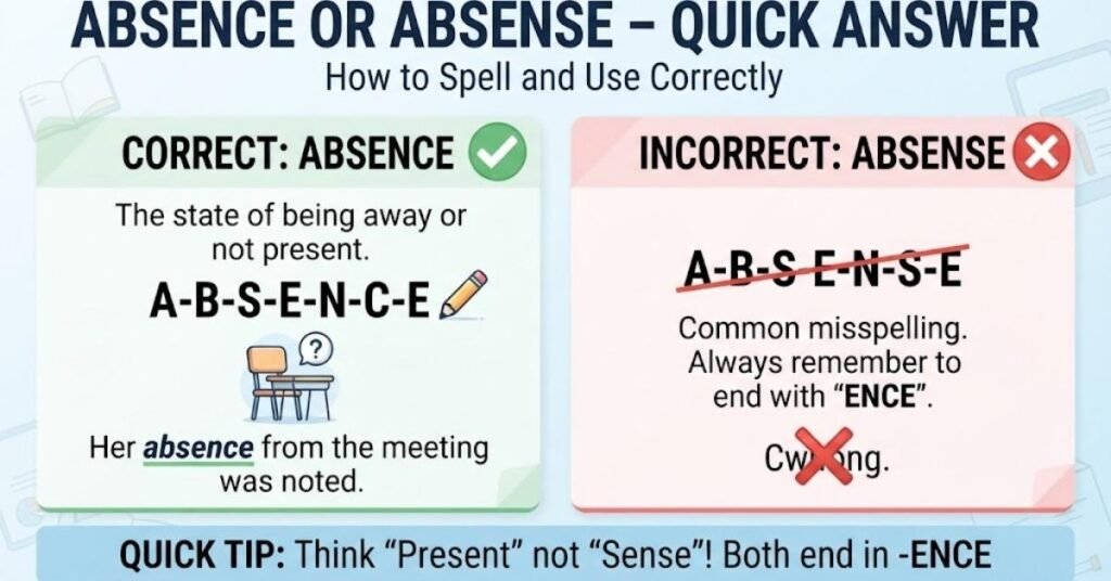 Absence or Absense – Quick Answer