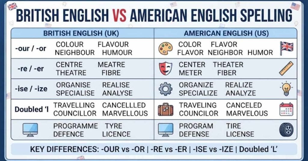 British English vs American English Spelling